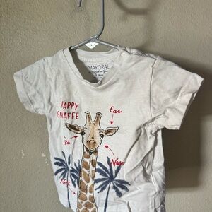 Mayoral White Short Sleeve Tee with Giraffe Print